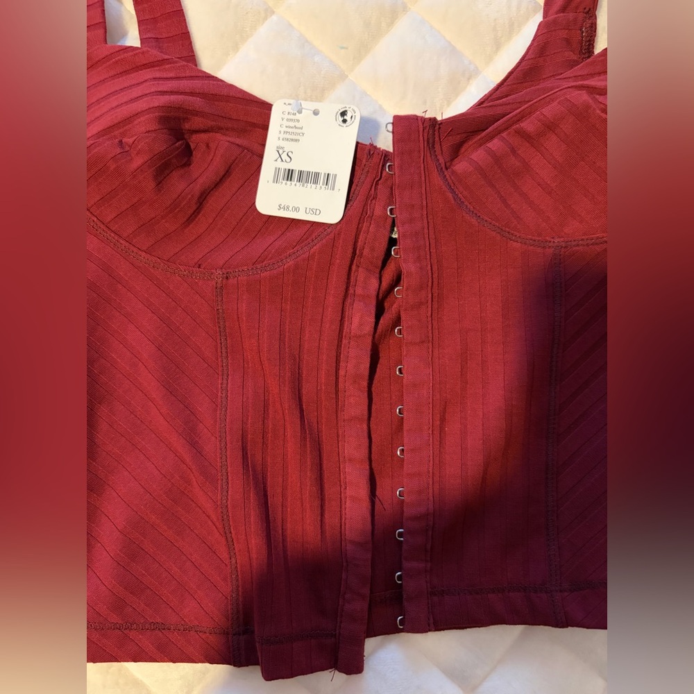 Free People Burgundy Corset Top